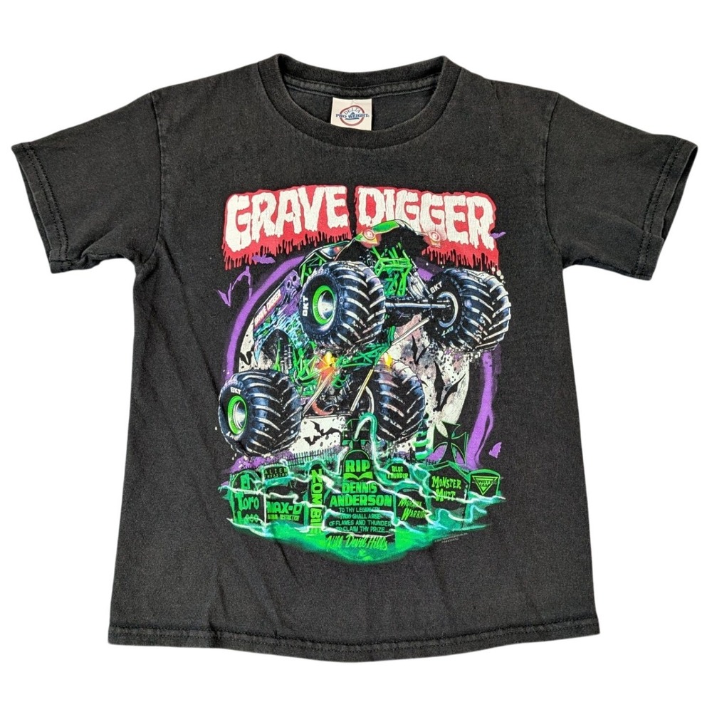 Delta Pro Weight Grave Digger Monster Jam Youth Small Black Graphic T-Shirt - Picture 1 of 14